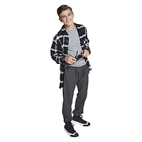 Young Men's Button-Down Flannel Shirt - Black & White Plaid