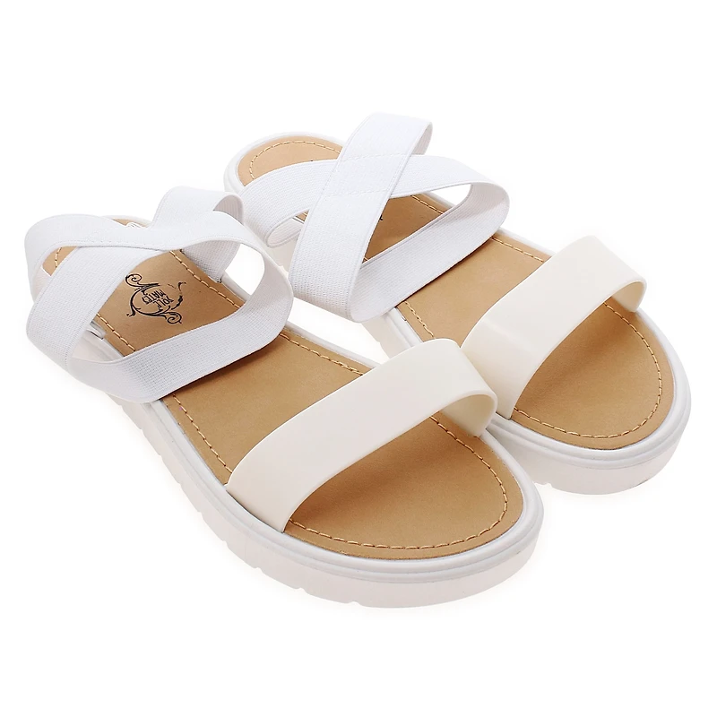Ladies Ankle Strap Sandals - White