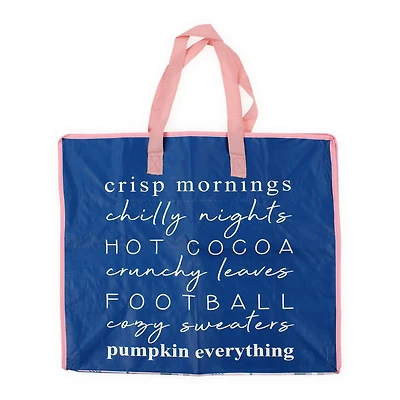Jumbo Shopping Tote Bag w/ Zipper 22in x 18.5in - Fall Essentials