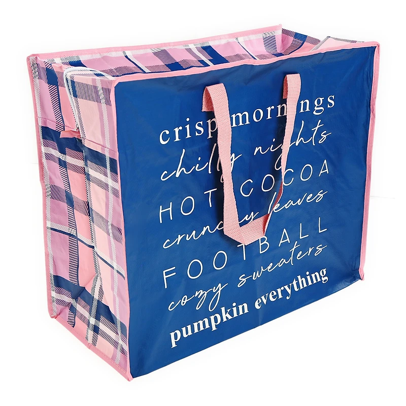 Jumbo Shopping Tote Bag w/ Zipper 22in x 18.5in - Fall Essentials