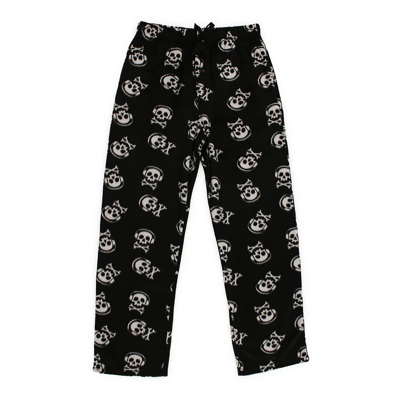 Young Men's Plush Lounge Pants - Skull w/ Headphones