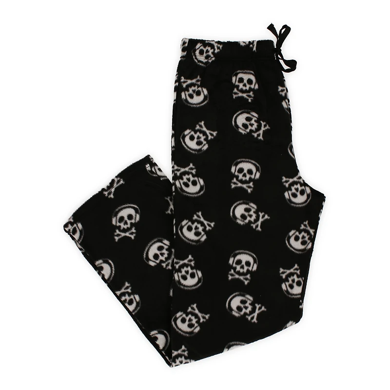 Young Men's Plush Lounge Pants - Skull w/ Headphones