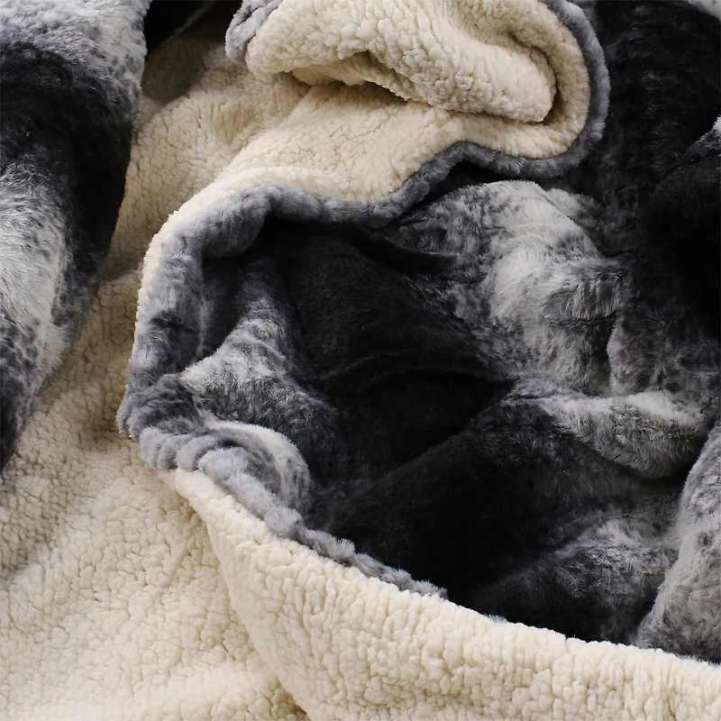 Luxe Faux Fur To Sherpa Reversible Throw Blanket 50in x 60in