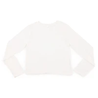 Juniors Long Sleeve Crop Top - White