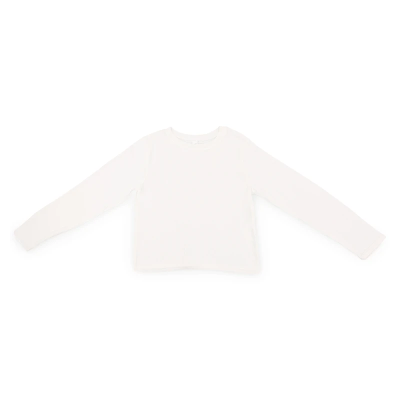 Juniors Long Sleeve Crop Top - White
