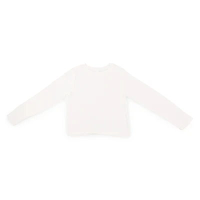 Juniors Long Sleeve Crop Top - White
