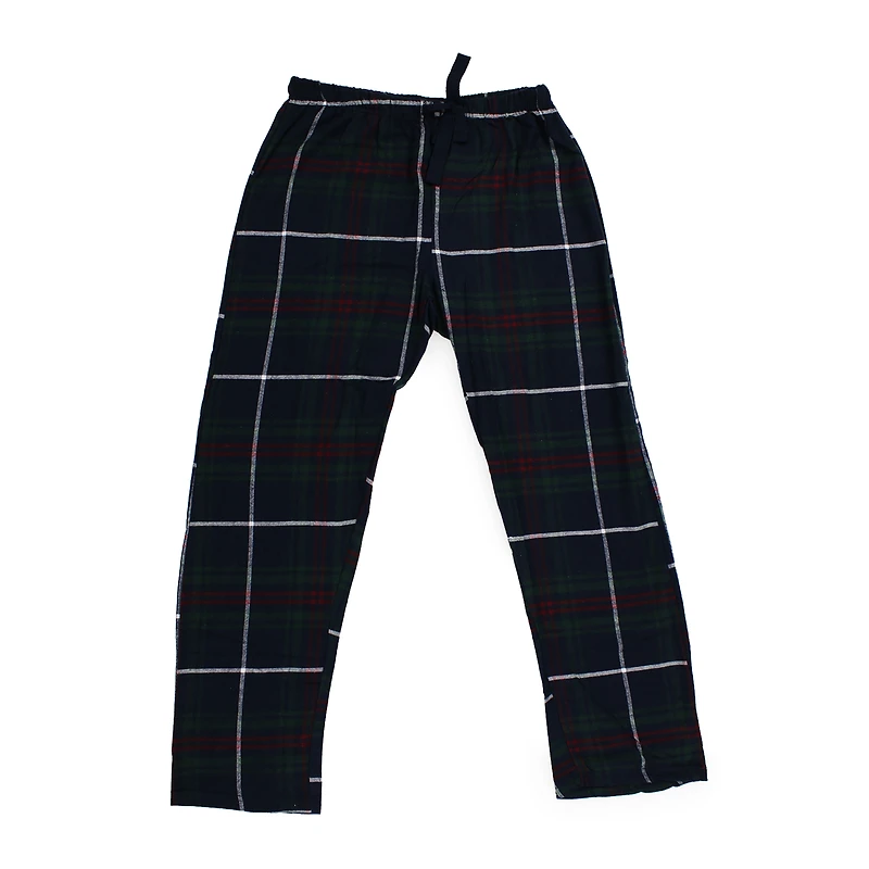 Young Men's Navy Plaid Flannel Lounge Pants