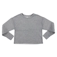 Juniors Cropped Sweatshirt Top - Heather Gray