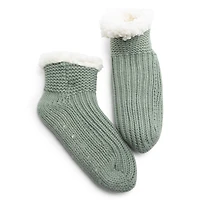 Knit Sherpa Ankle Bootie Slipper Socks
