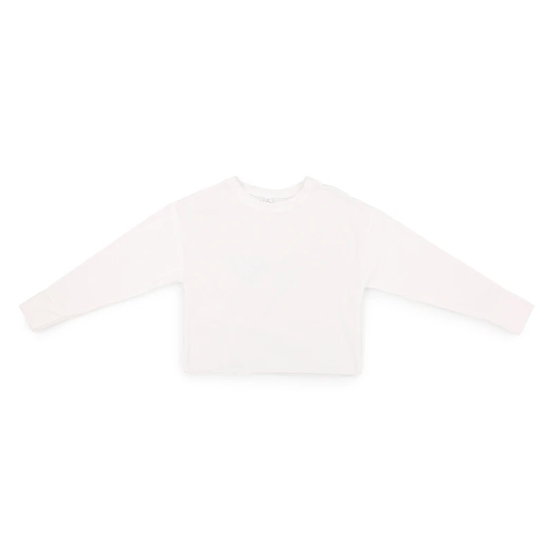 Juniors Cropped Sweatshirt Top - White