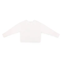 Juniors Cropped Sweatshirt Top - White