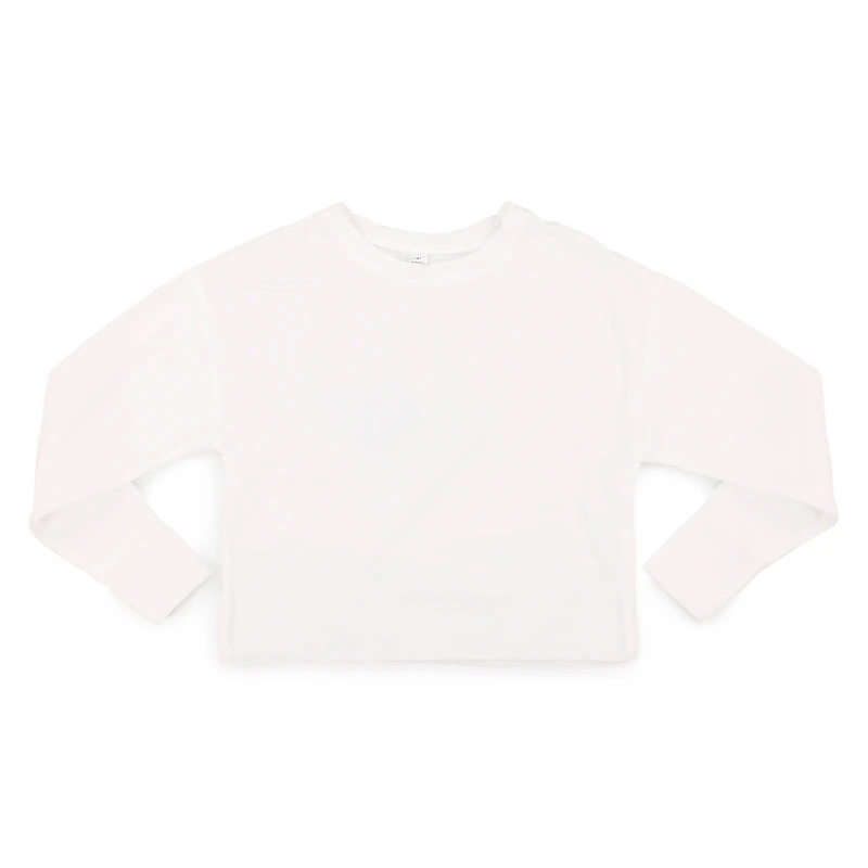 Juniors Cropped Sweatshirt Top - White