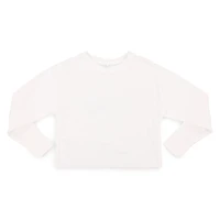 Juniors Cropped Sweatshirt Top - White