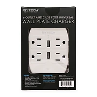6 Outlet & 2 USB Port Universal Wall Plate Charger