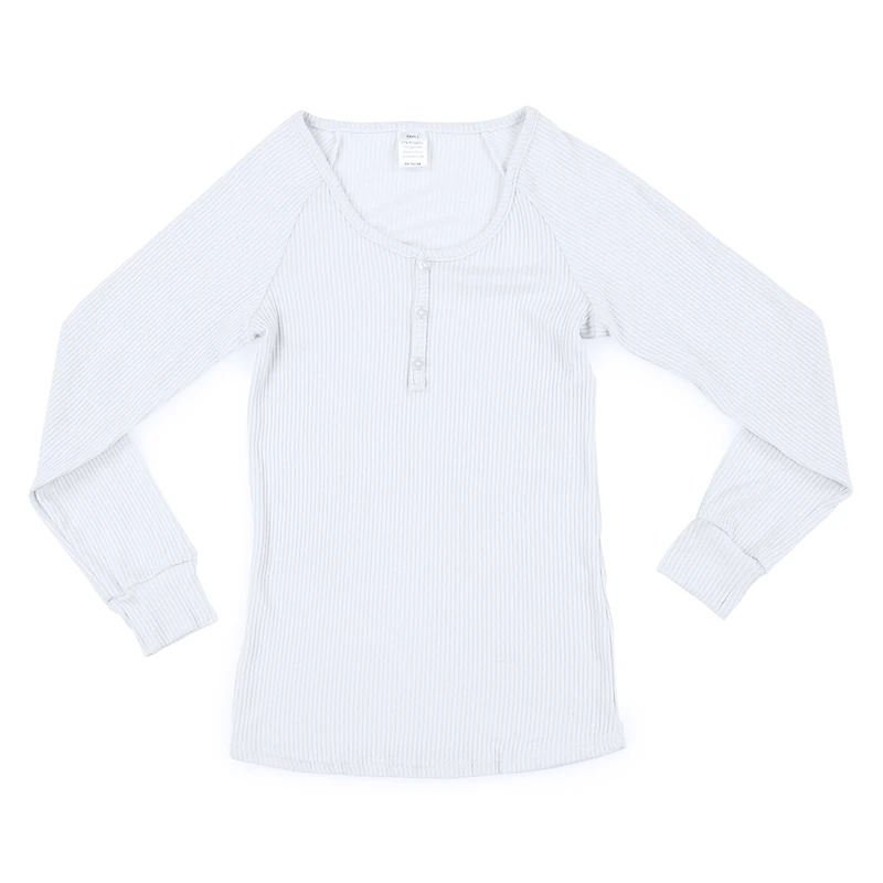 Juniors Rib Knit Henley Lounge Top