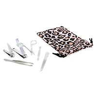 Manicure Set With Travel Bag - Pink Leopard
