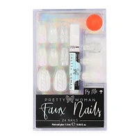 Pretty Woman Faux Nails Set - White With Snowflakes
