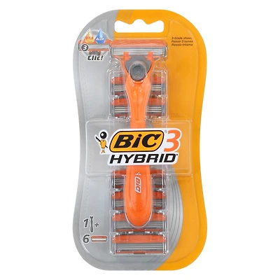 Bic® 3 Hybrid® Razor Handle & 6 Refill Blades