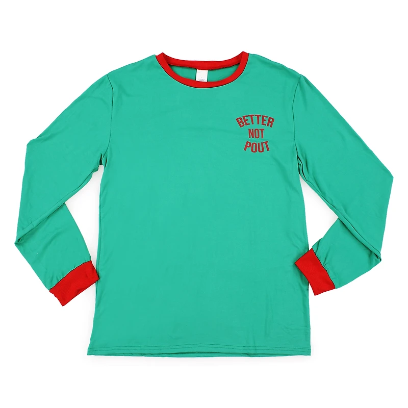 Young Men's Holiday Pajama Top - Better Not Pout