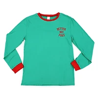 Young Men's Holiday Pajama Top - Better Not Pout