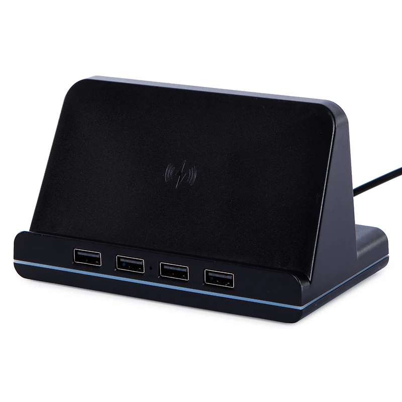 LED Charging Station With Wireless Charger & 4 x USB