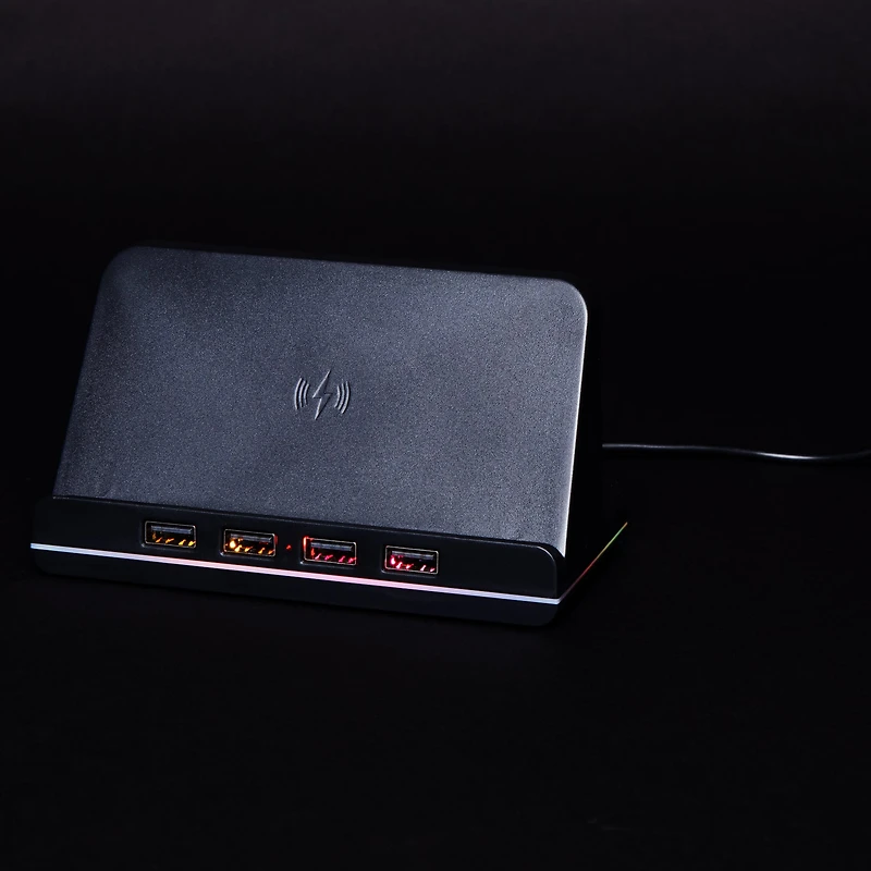 LED Charging Station With Wireless Charger & 4 x USB