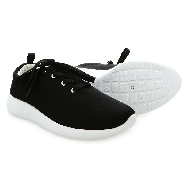 Ladies Black Jersey Fabric Sneakers