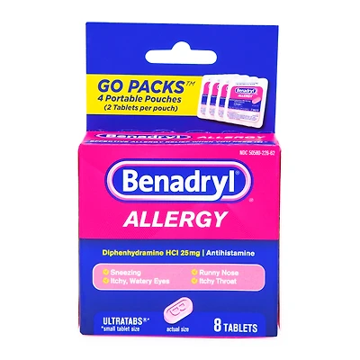 Benadryl® Allergy Go Packs™ 8 Tablets