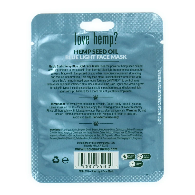 Uncle Bud's® Hemp Seed Oil Blue Light Face Mask
