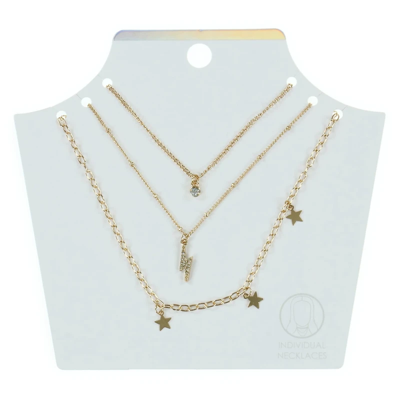 Star & Lightning Gold Layering Necklaces 3-Count Set