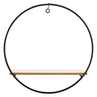 Round Metal & Wood Shelf 12in