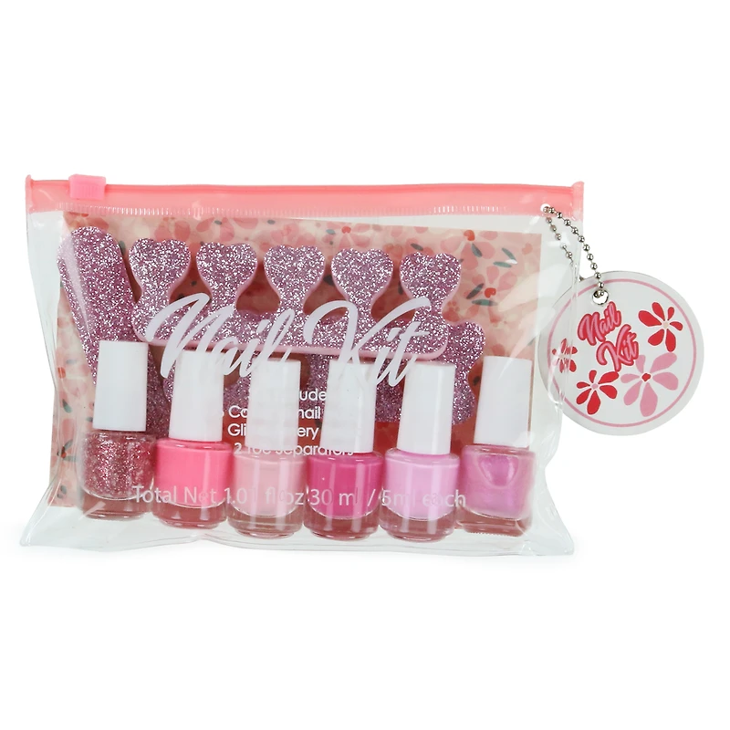 Pink Nail Kit With 6 x Nail Polish