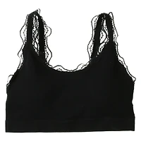 Black Ribbed Lace Bralette