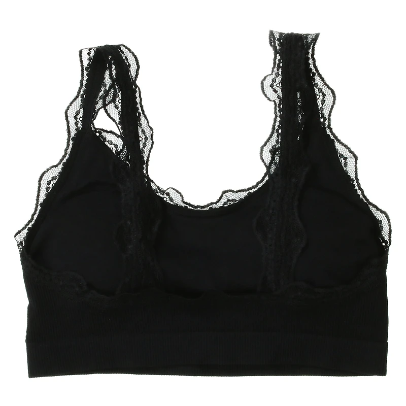 Black Ribbed Lace Bralette