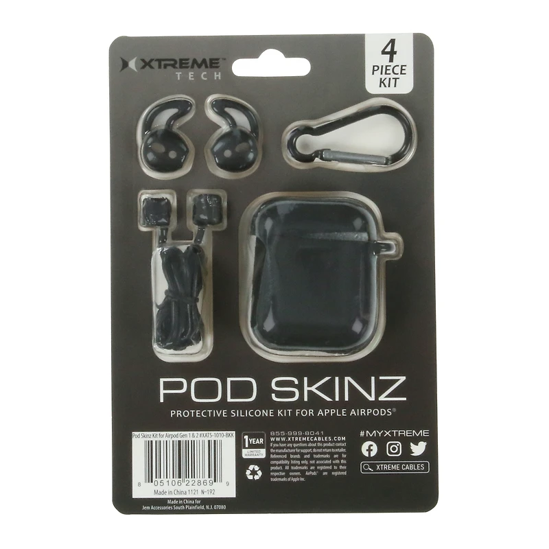 Black Pod Skinz Kit For Airpods® Gen 1 & 2