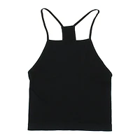 Black Ribbed Halter Tank Top