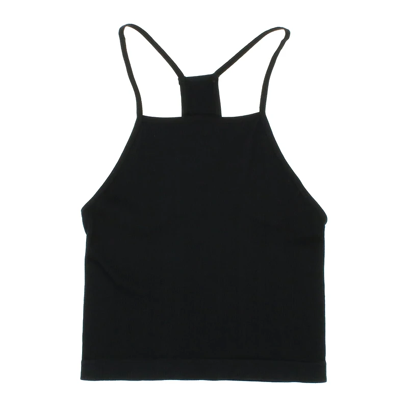 Black Ribbed Halter Tank Top