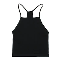 Black Ribbed Halter Tank Top
