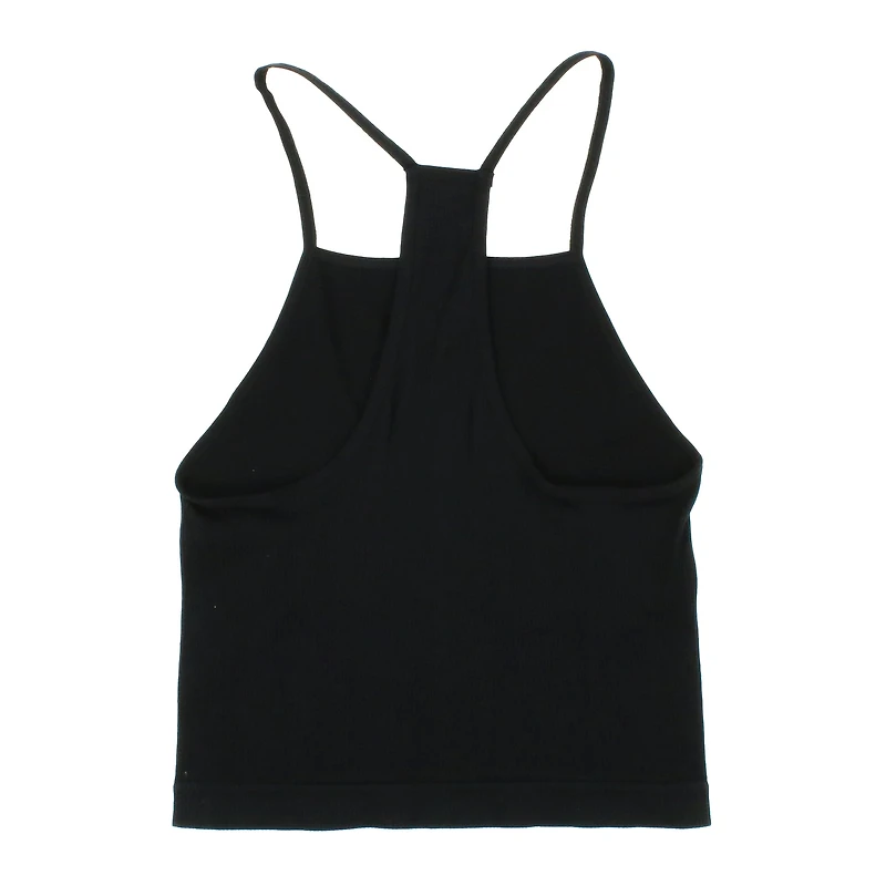 Black Ribbed Halter Tank Top