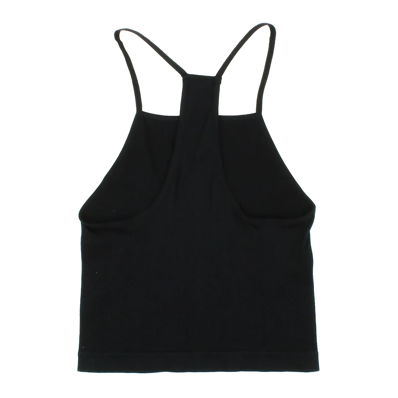 Black Ribbed Halter Tank Top