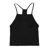 Black Ribbed Halter Tank Top