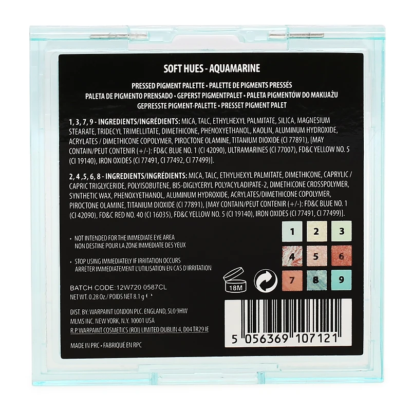 W7® Soft Hues Aquamarine Pressed Pigment Makeup Palette