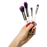 4-Piece Crystal Makeup Brush Set & Glitter Bag
