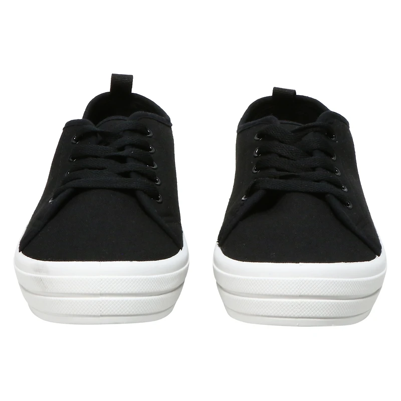 Ladies Black Tonal Lace-Up Sneakers