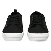 Ladies Black Tonal Lace-Up Sneakers