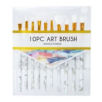 10-Piece Paint Brush Set With Marble Swirl Handles