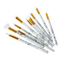 10-Piece Paint Brush Set With Marble Swirl Handles