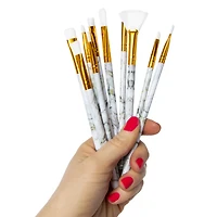 10-Piece Paint Brush Set With Marble Swirl Handles