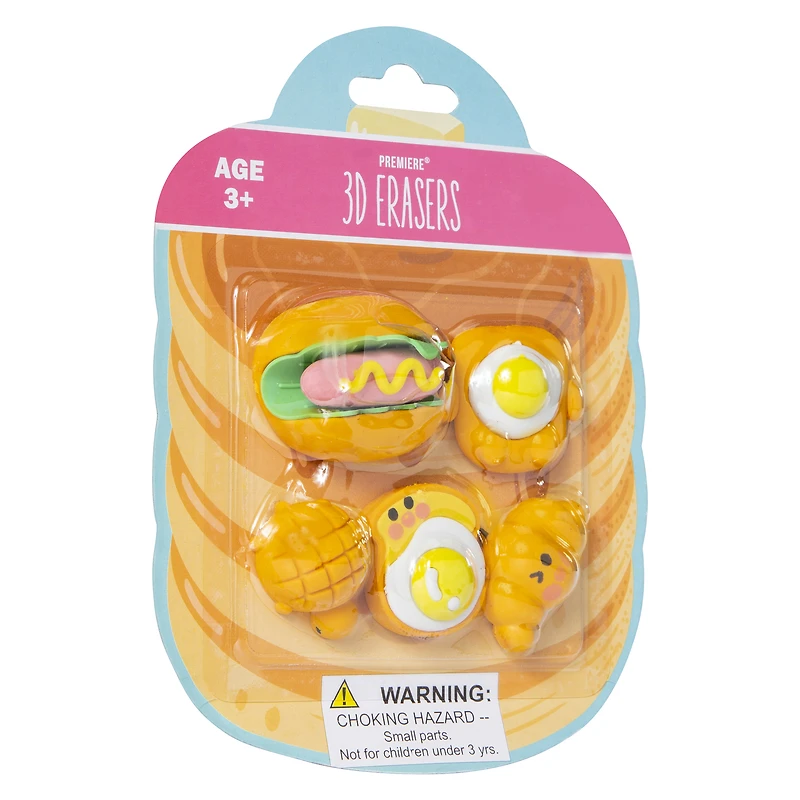 5-Count 3D Eraser Set - Breakfast