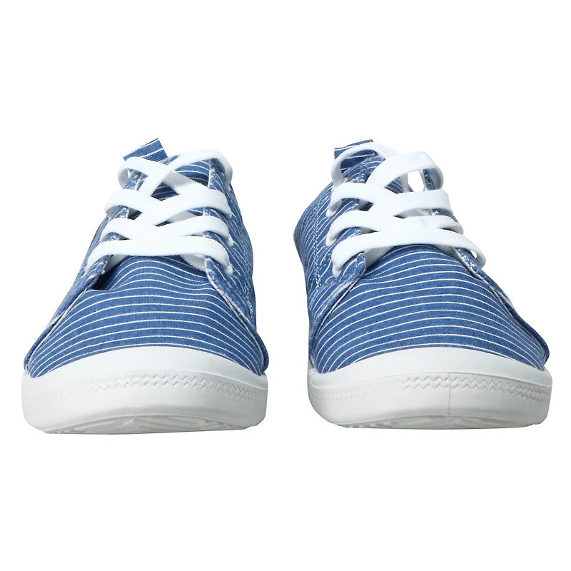 Ladies Blue Stripe Scrunch Back Sneakers